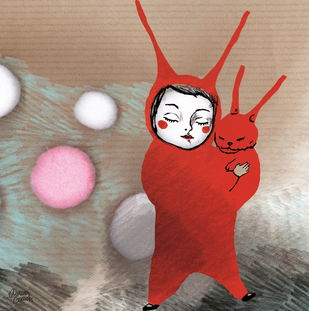 ilustración infantil conejos bola